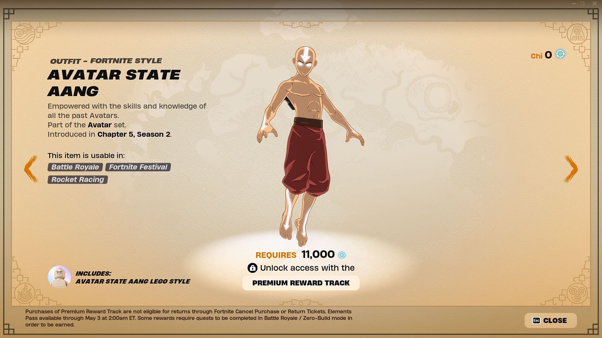 Unlock Aang in all his power and glory (Image via Epic Games)