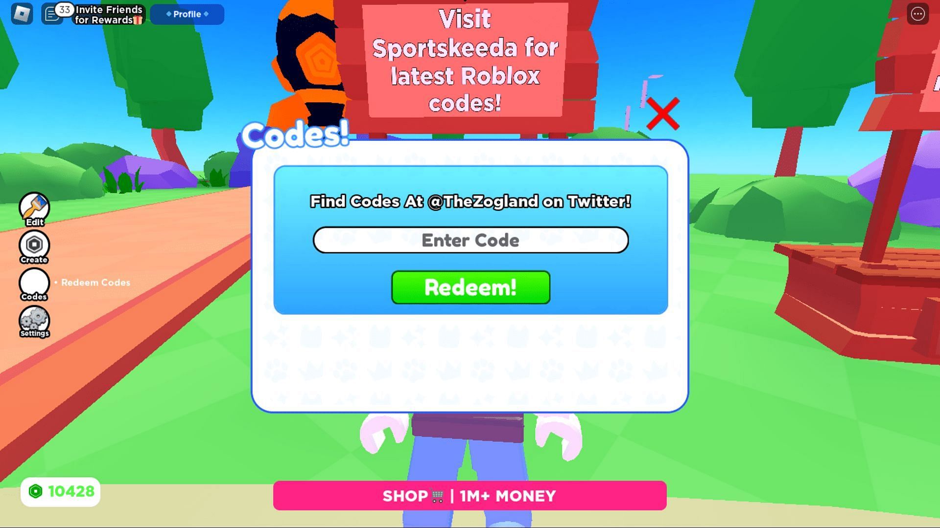 Redeem codes in Earn and Donate with ease (Roblox || Sportskeeda)