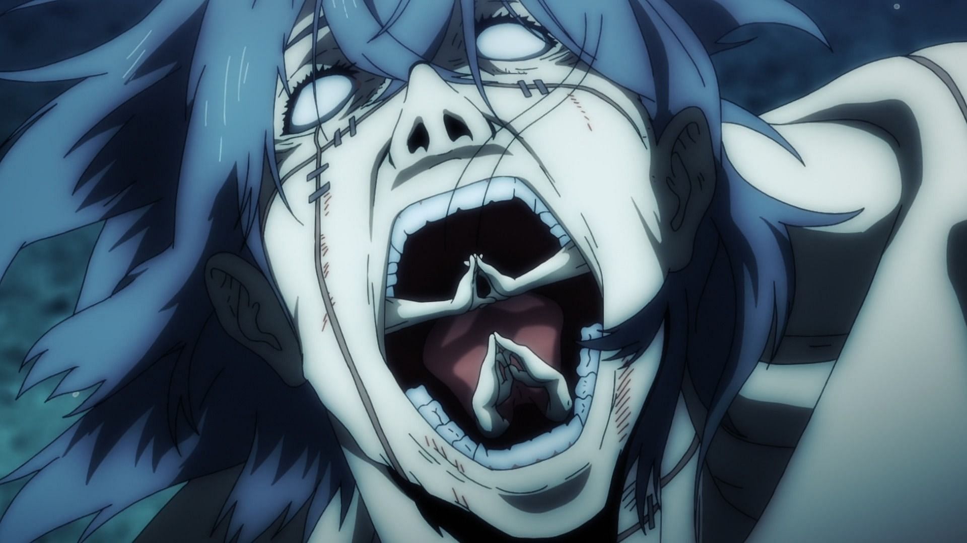 Mahito making the domain expansion sign inside his mouth (Image via MAPPA)