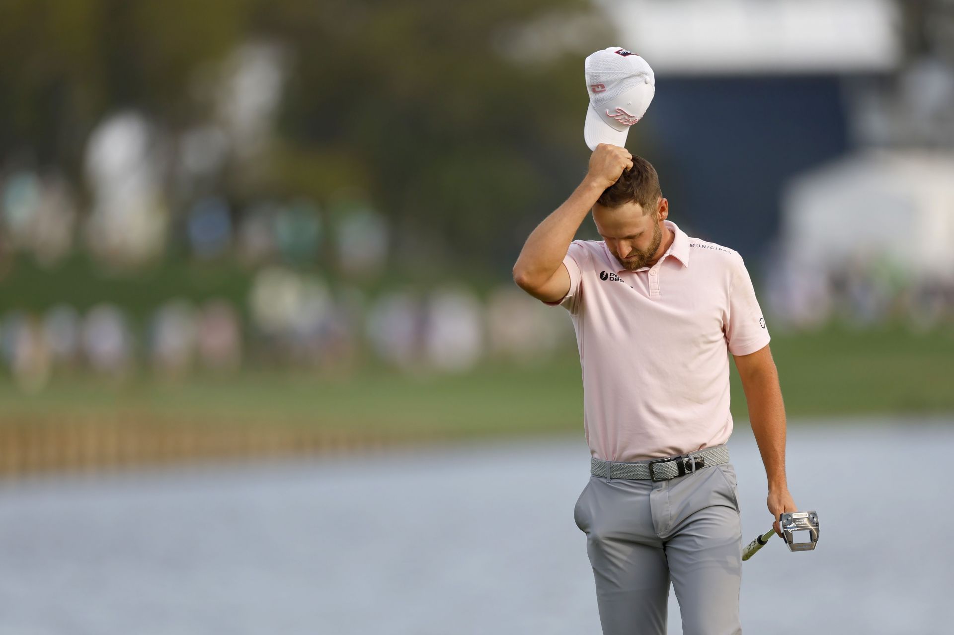 Wyndham Clark just missed a tying putt on the 18th at the Players Championship