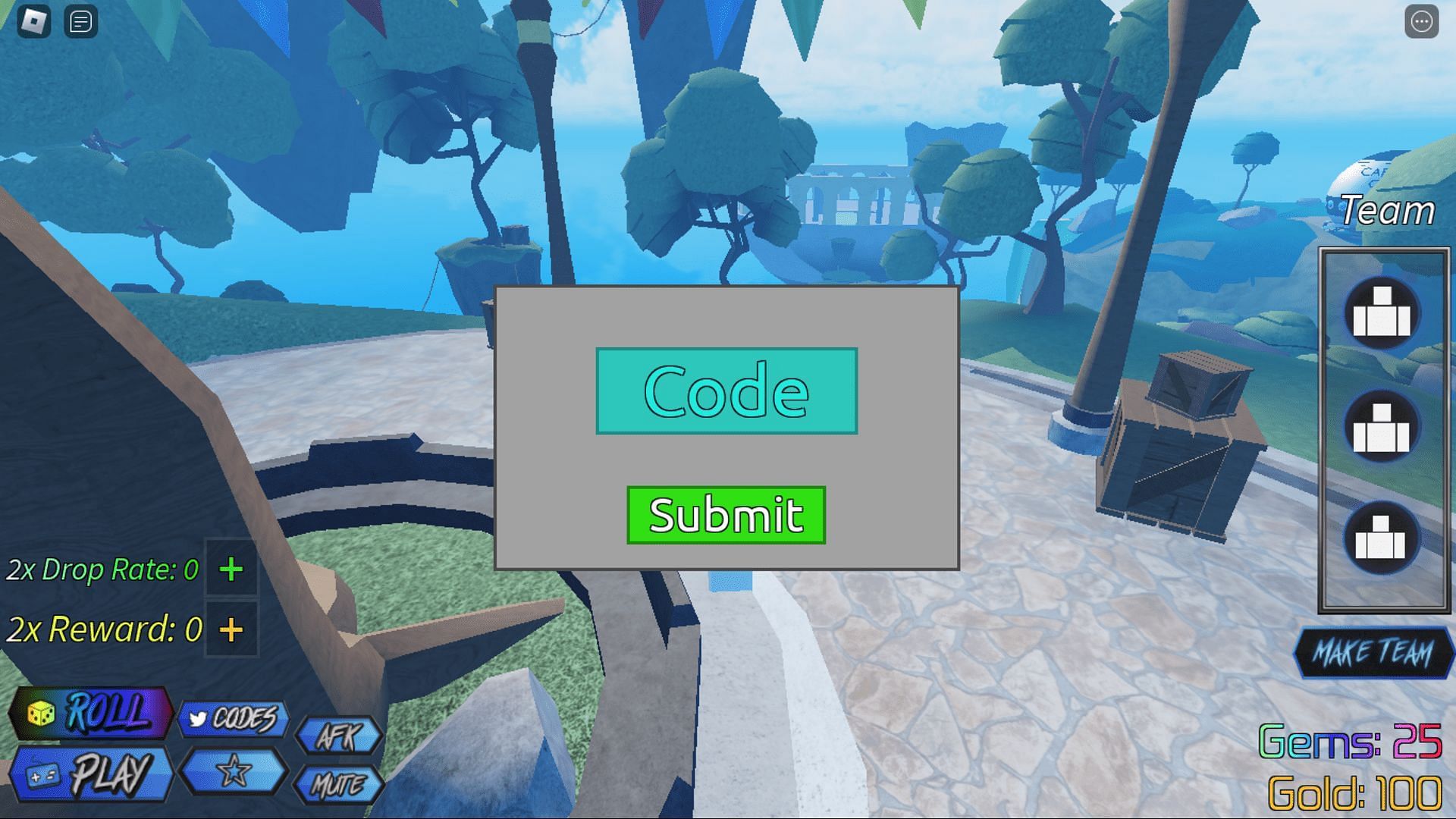 Redeem codes in Anime Mania with ease (Image via Roblox)