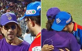 [Watch] Shah Rukh Khan hugs and kisses Sourav Ganguly after KKR's 7-wicket win over DC in IPL 2024