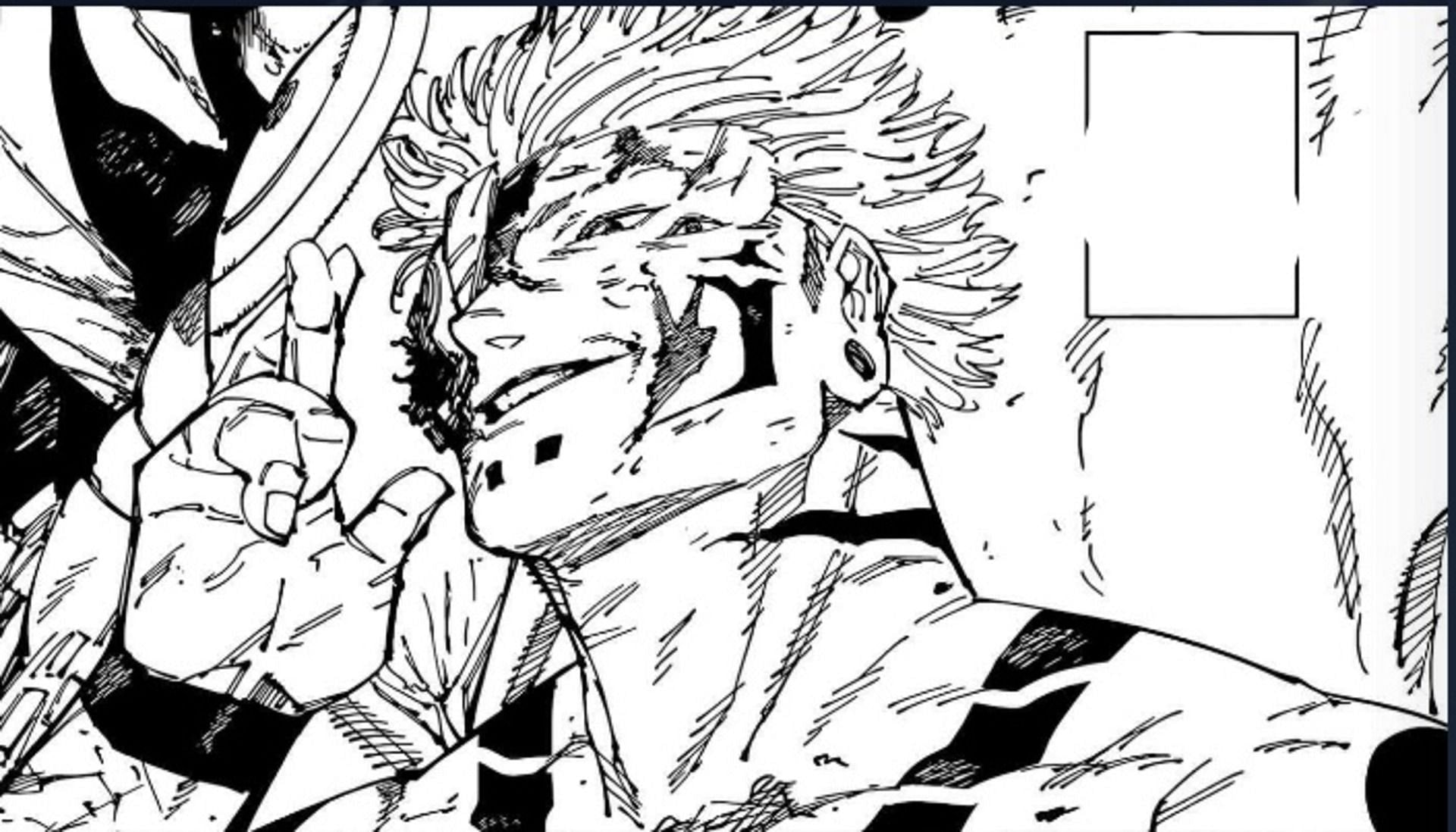 Sukuna using Gojo Satoru&#039;s hand sign in Jujutsu Kaisen chapter 258 (Image via Gege Akutami, Shueisha)