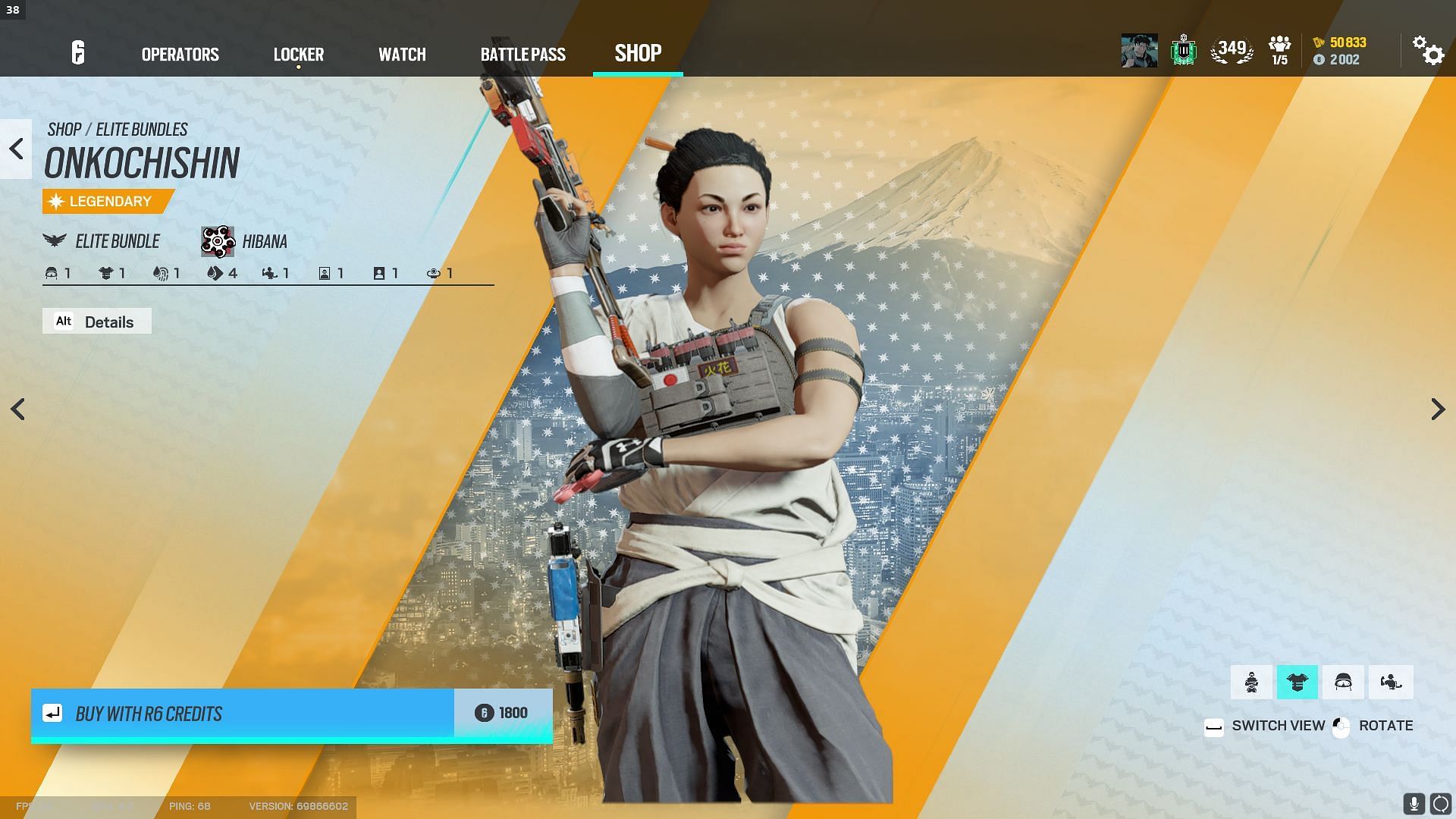 Hibana&#039;s Elite skin in Rainbow Six Siege (Image via Ubisoft)