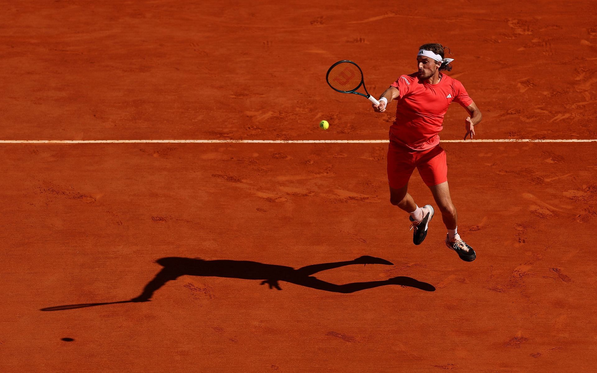 Stefanos Tsitsipas in action at the Monte-Carlo Masters 2024.