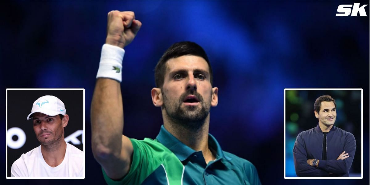 Novak Djokovic, Rafael Nadal and Roger Federer (Insets)