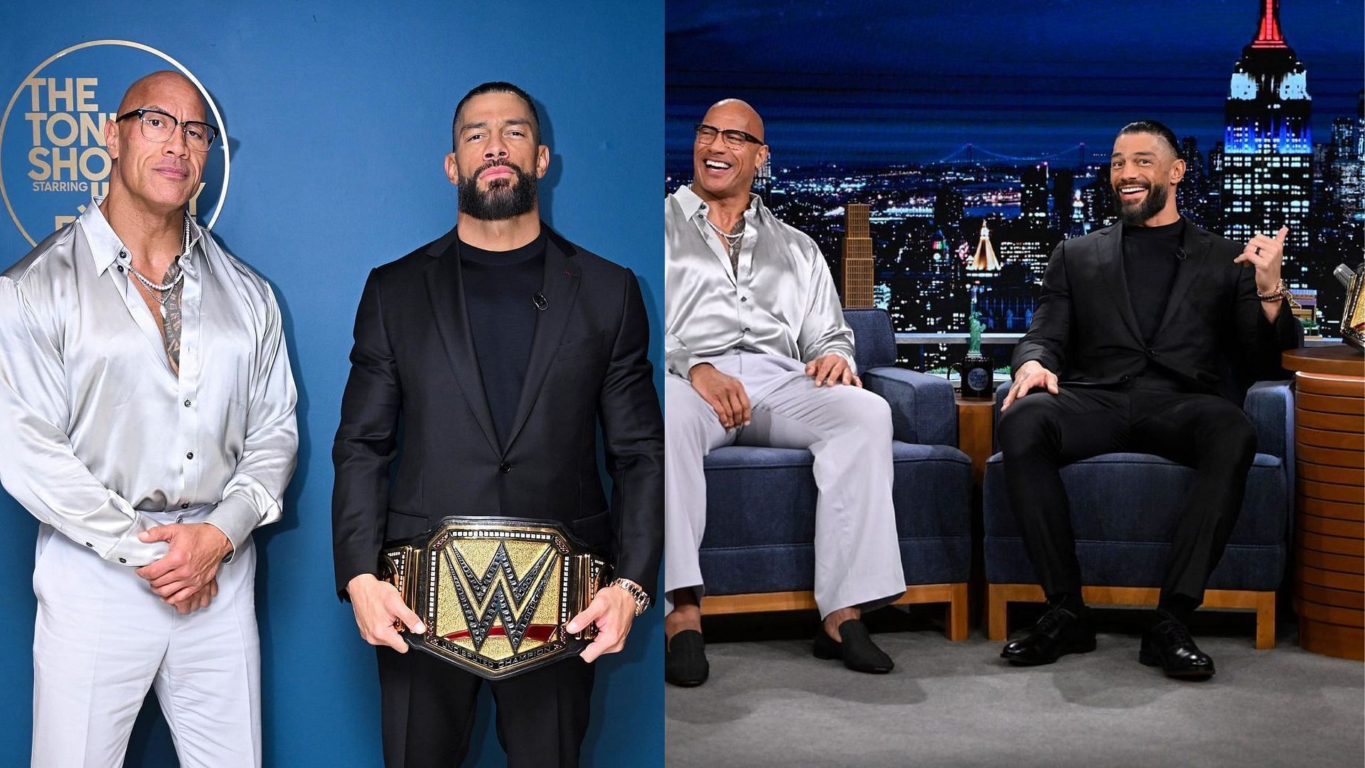 &quot;Lord have mercy&rdquo;: Fans excited as The Rock and Roman Reigns pose together during The Tonight Show