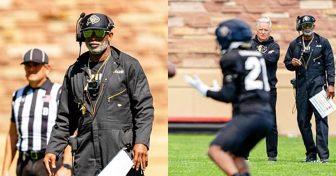“We aint twerking” - $45M worth Deion Sanders rocks customized black and gold jumpsuit during vigorous spring training session