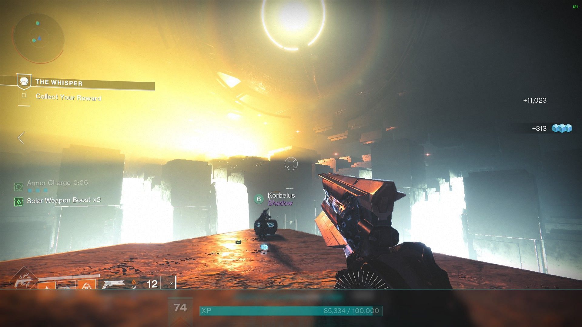The Whisper Exotic mission final boss room (Image via Bungie)