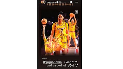 LeBron James' message to USC women's basketball star JuJu Watkins on Instagram.