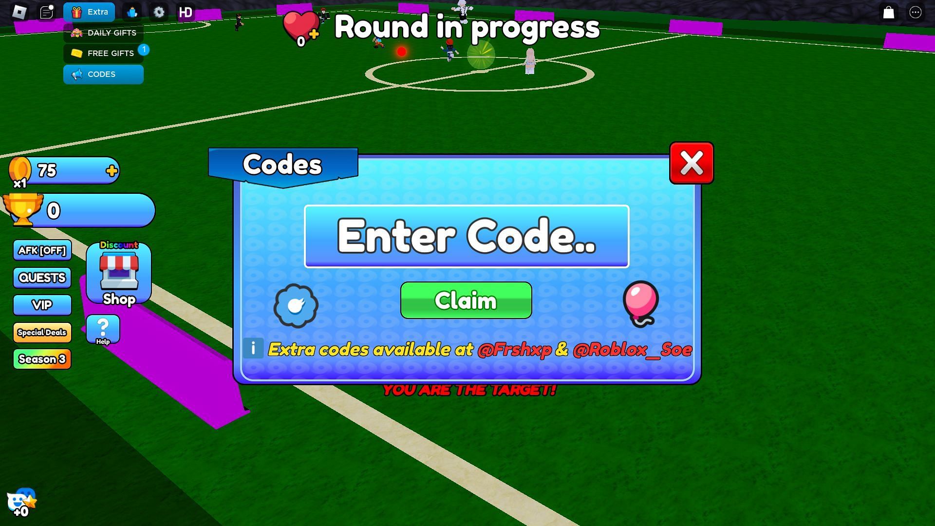Active codes for Soccer Ball (Image via Roblox)