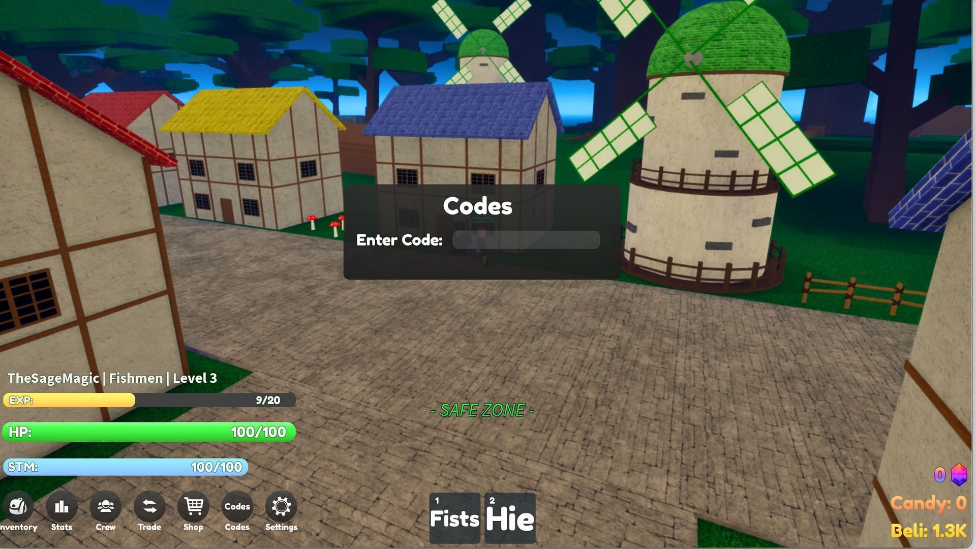 Redeem the active code (Image via Roblox)