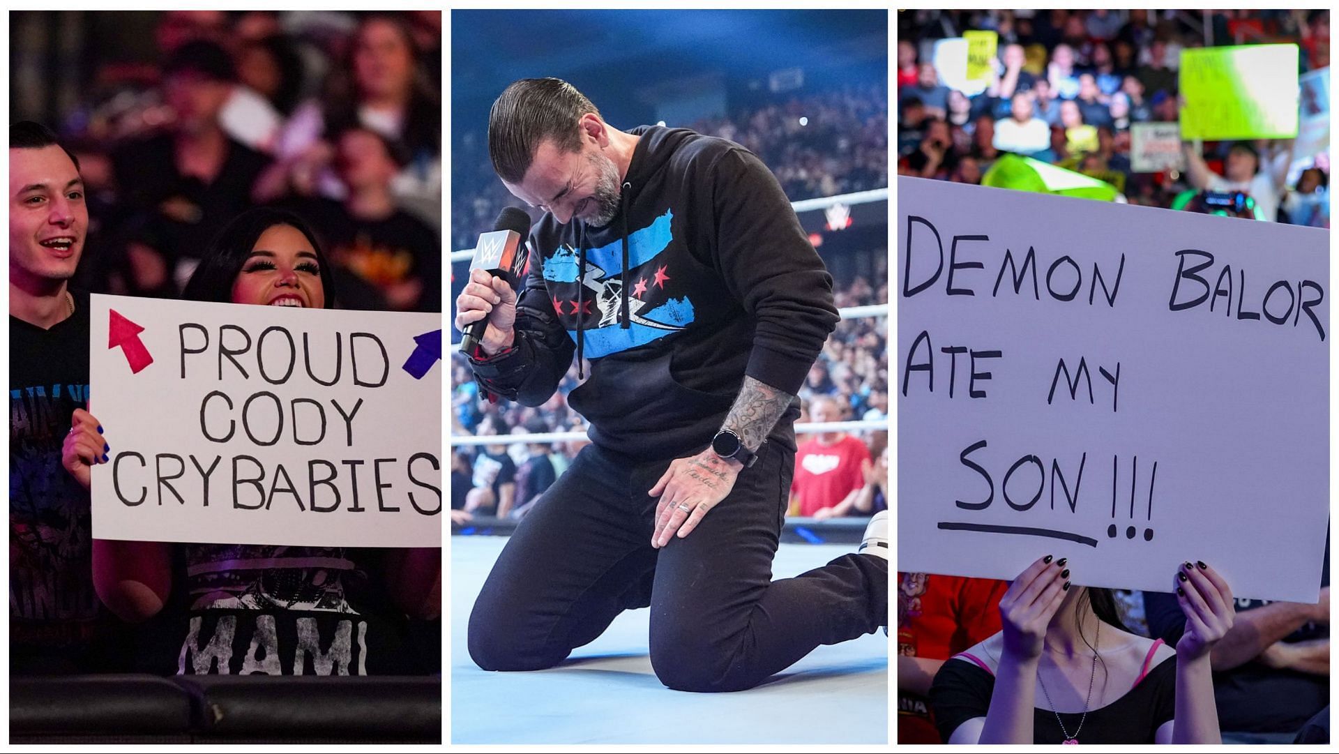 WWE fans in the crowd at RAW, CM Punk in the ring at RAW