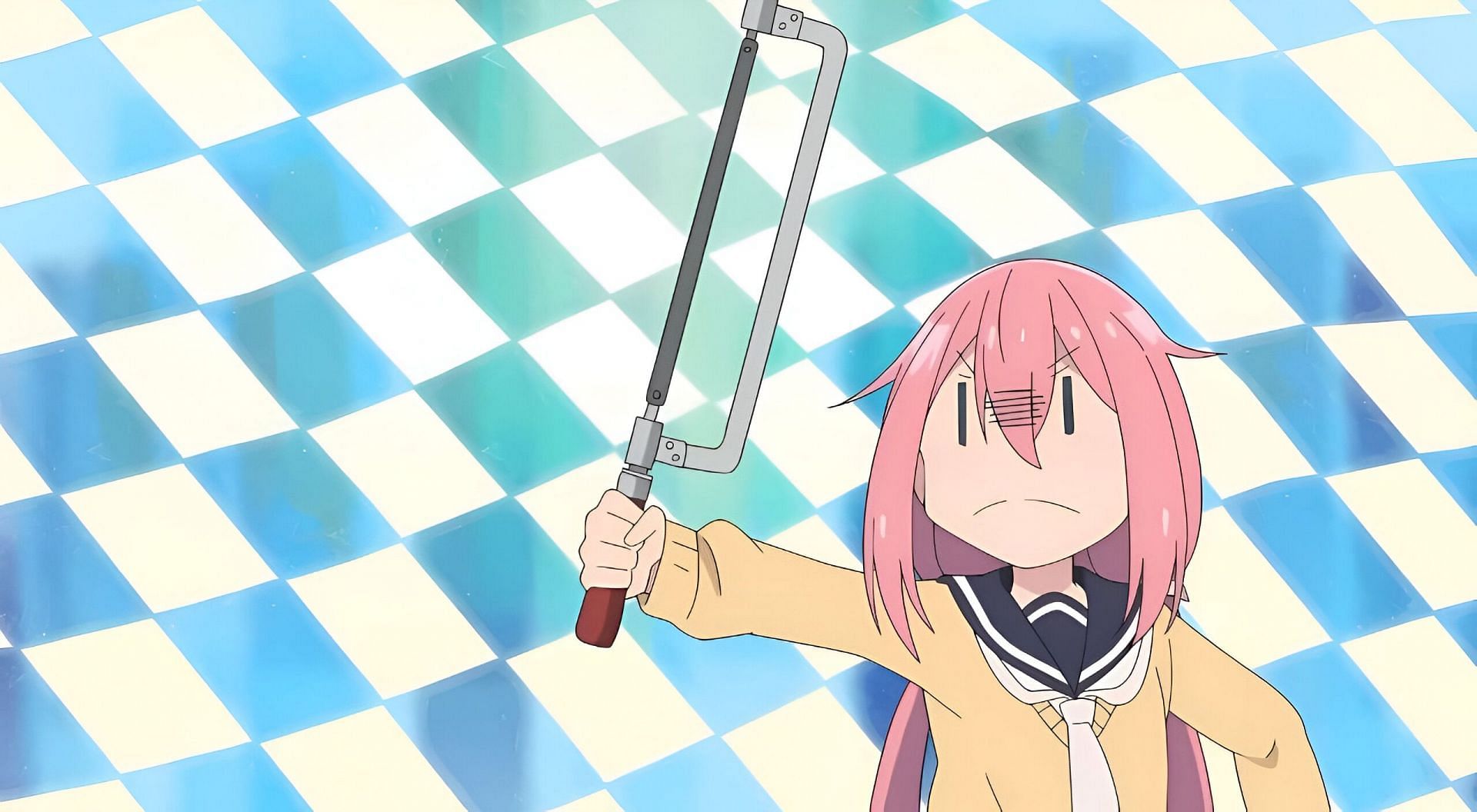 Nadeshiko holding a big cutter as seen in the anime (Image via 8bit)