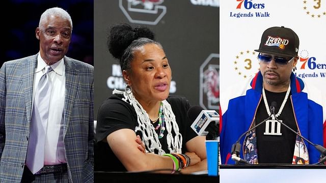 National champ Dawn Staley shares courtside snaps with legends Julius Erving and Allen Iverson