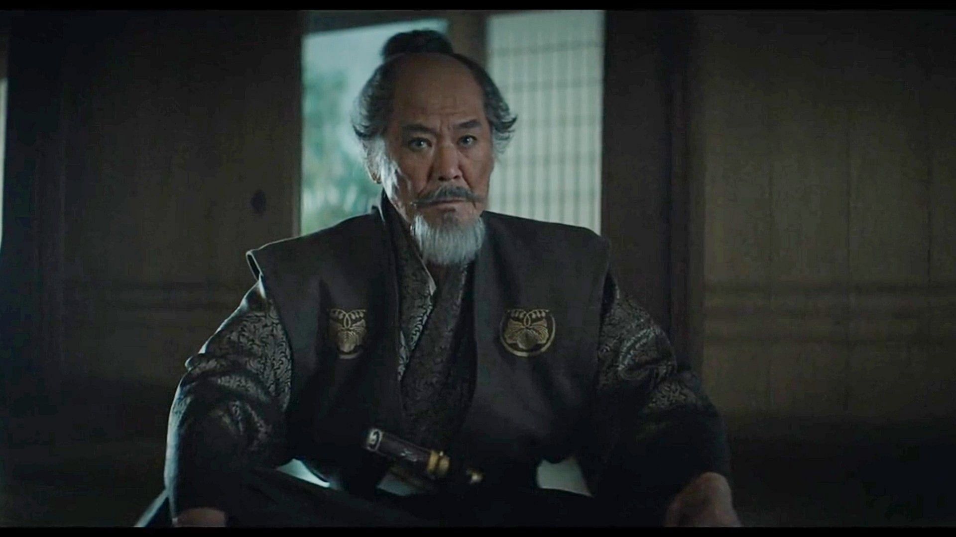 Hiromatsu, moments before committing seppuku, as seen in Shōgun episode 8 (Image via FX)