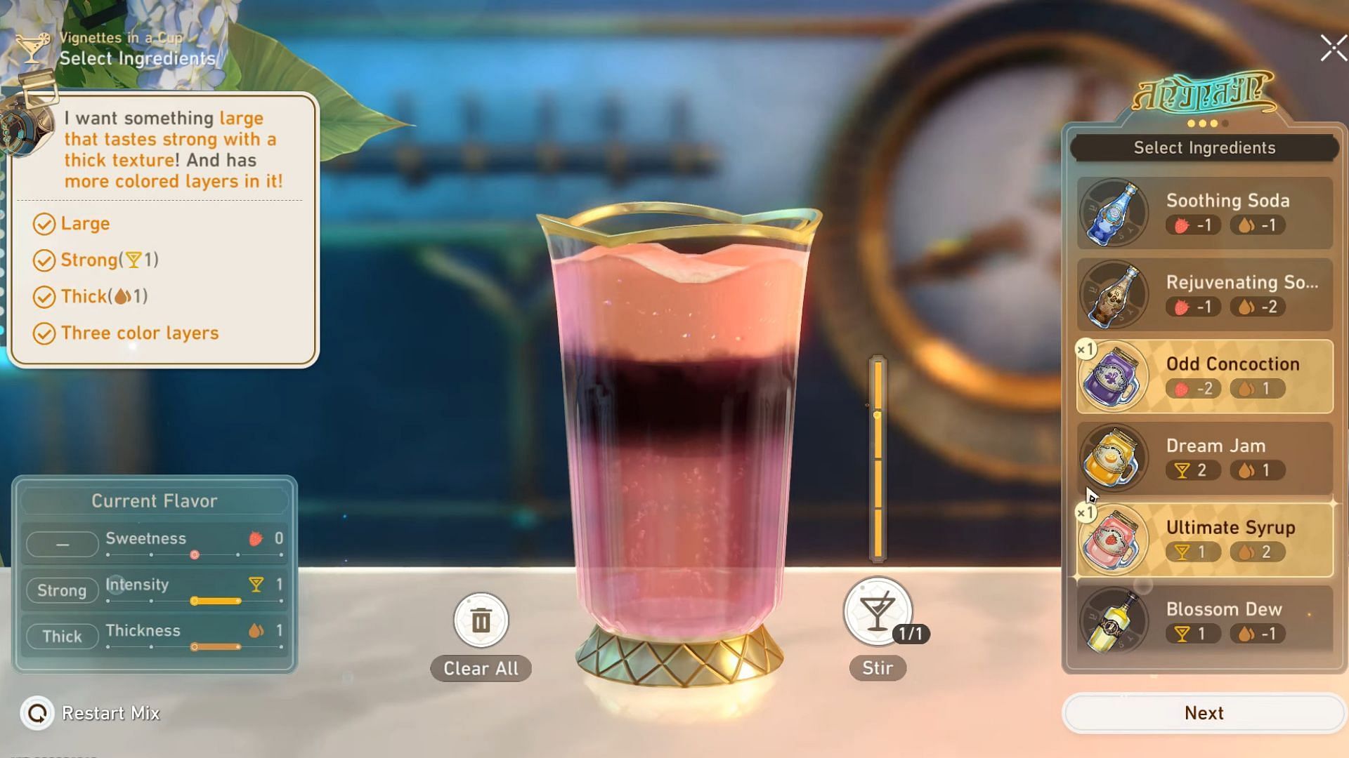 Large that tastes strong with a thick texture, has more colored layers drink (Image via Youtube/WoW Quests)