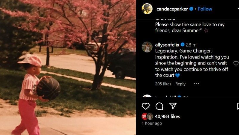 Allyson Felix reacts to Candace Parker&#039;s retirement