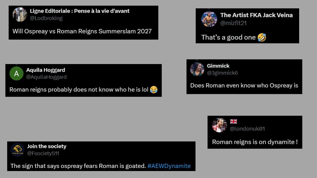 Fan reactions to Roman Reigns&#039; name appearing on AEW Dynamite