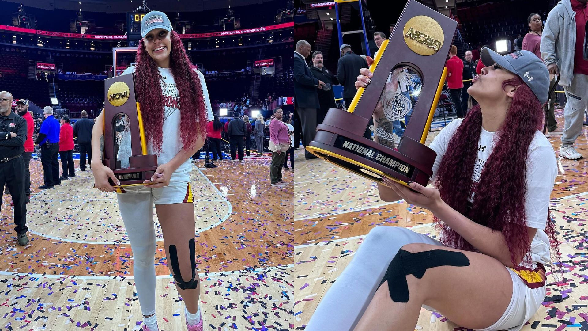 Kamilla Cardoso celebrates national championship win.