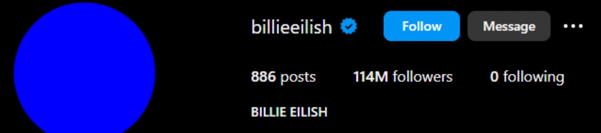 Billie Eilish changes her Instagram profile picture to a blue circle (Image via billieeilish/Instagram)