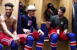 Rangers' Braden Schneider addresses team in locker room after thrilling win over Islanders