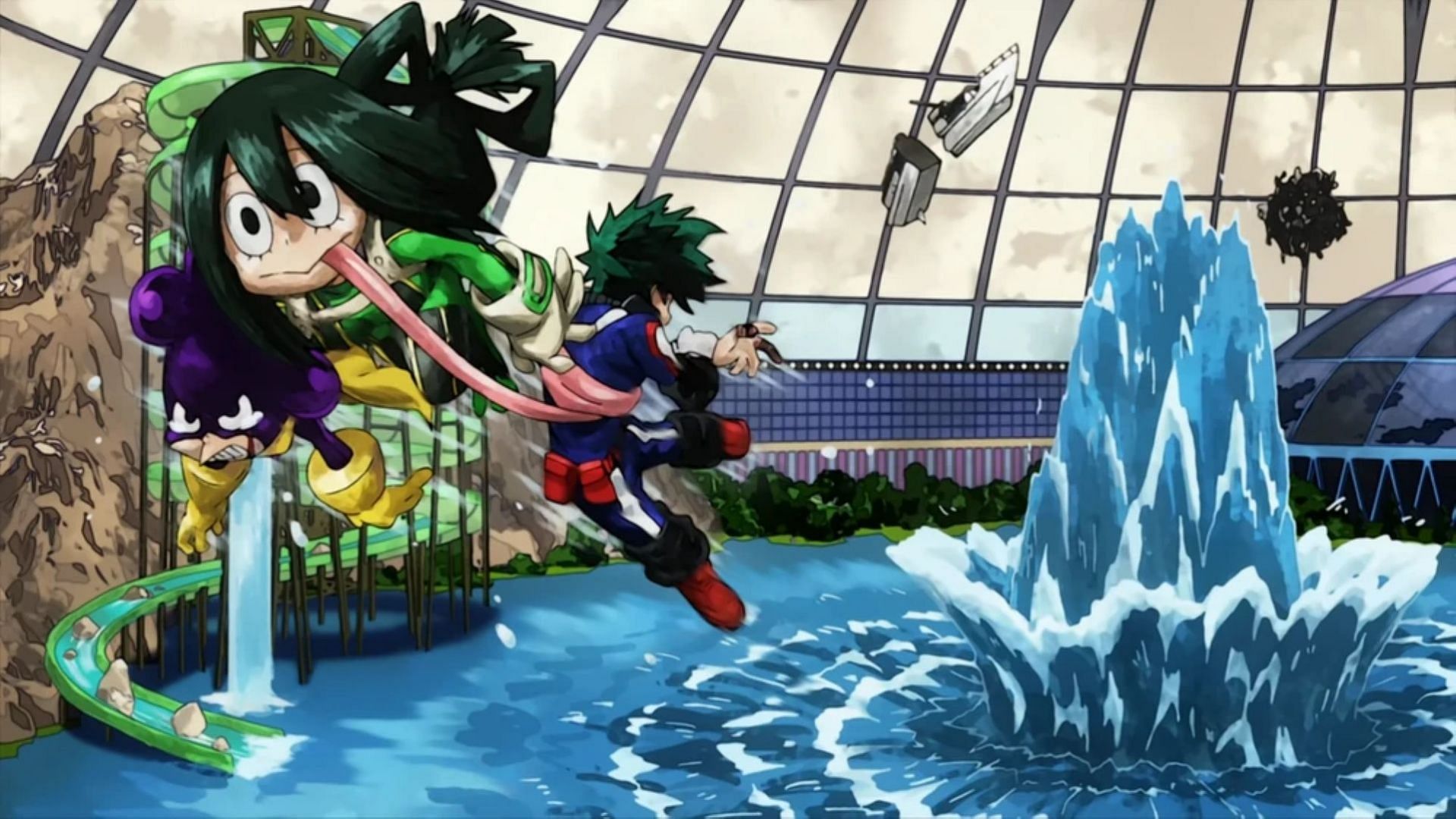 Tsu saving Deku and Mineta (Image via Studio Bones)