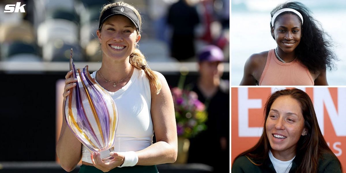 Danielle Collins at 2024 Charleston Open (L), Coco Gauff, Jessica Pegula (R)