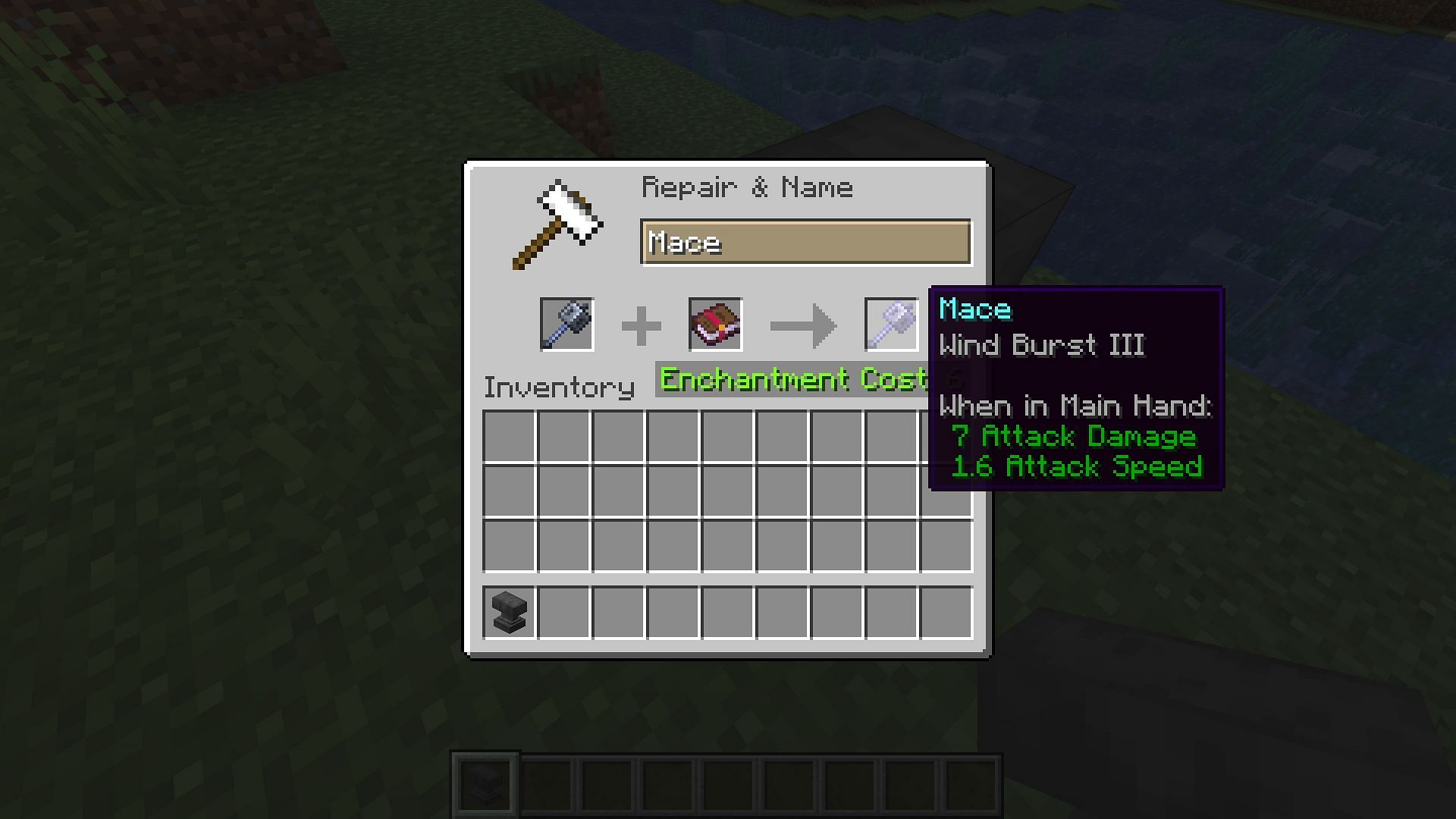 Wind Burst enchantment on mace (Image via Mojang Studios)