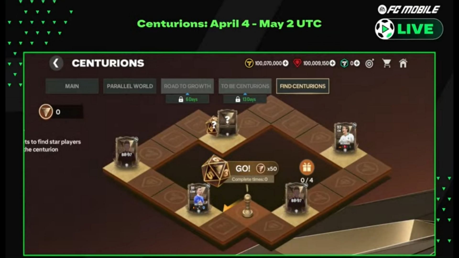 Find Centurions chapter mini-game (Image via YouTube/EA Sports FC Mobile)