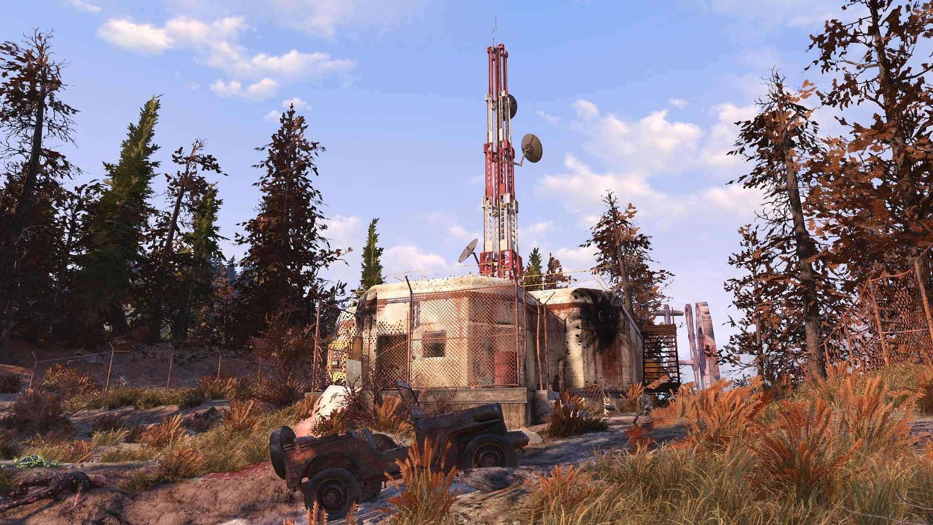 EL-B1-02 Relay Tower is a prime location for setting up a CAMP (Image via Bethesda Game Studios)