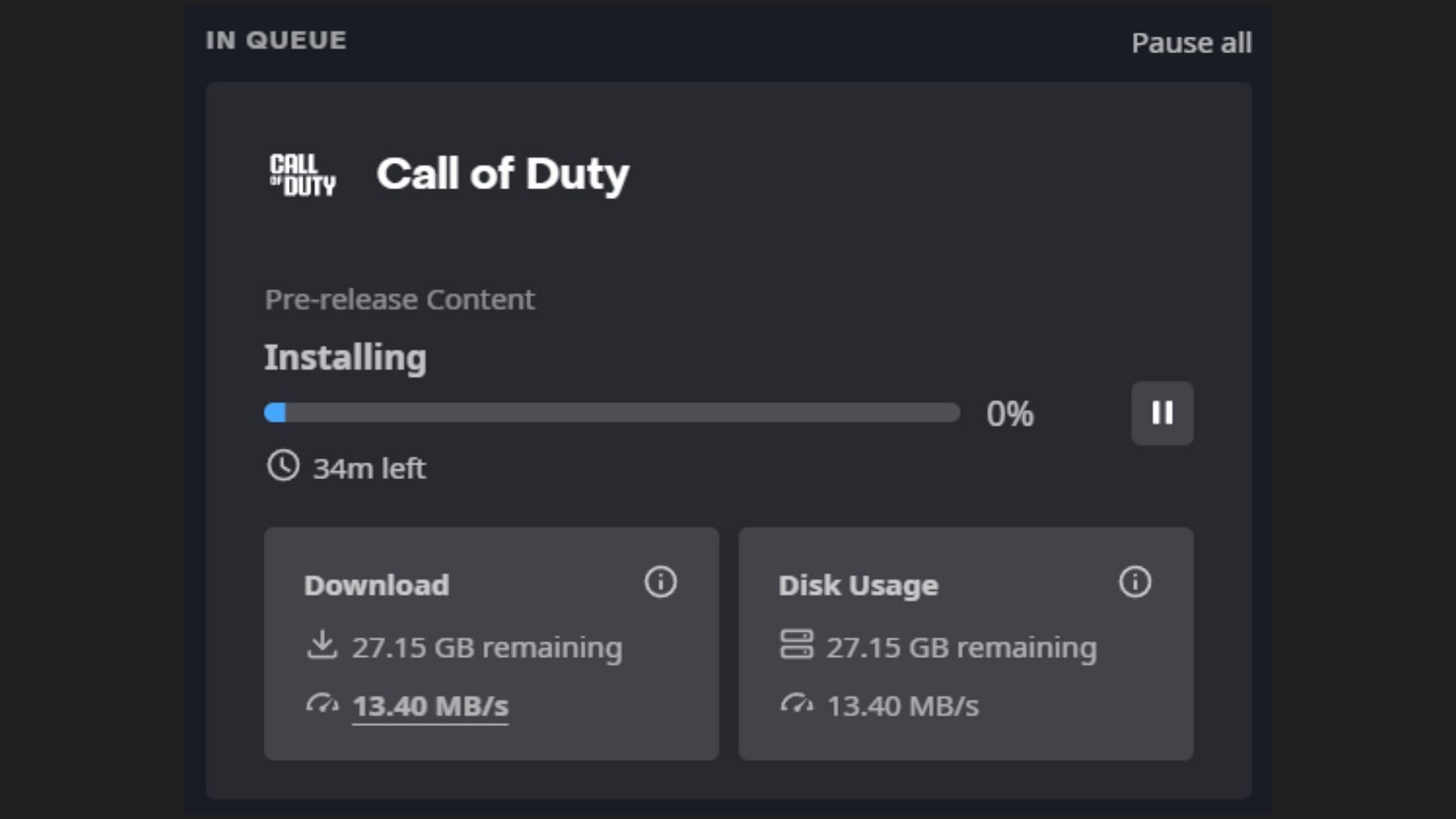 Warzone and MW3 Season 3 Battle.net pre-load size (Image via Battle.net)