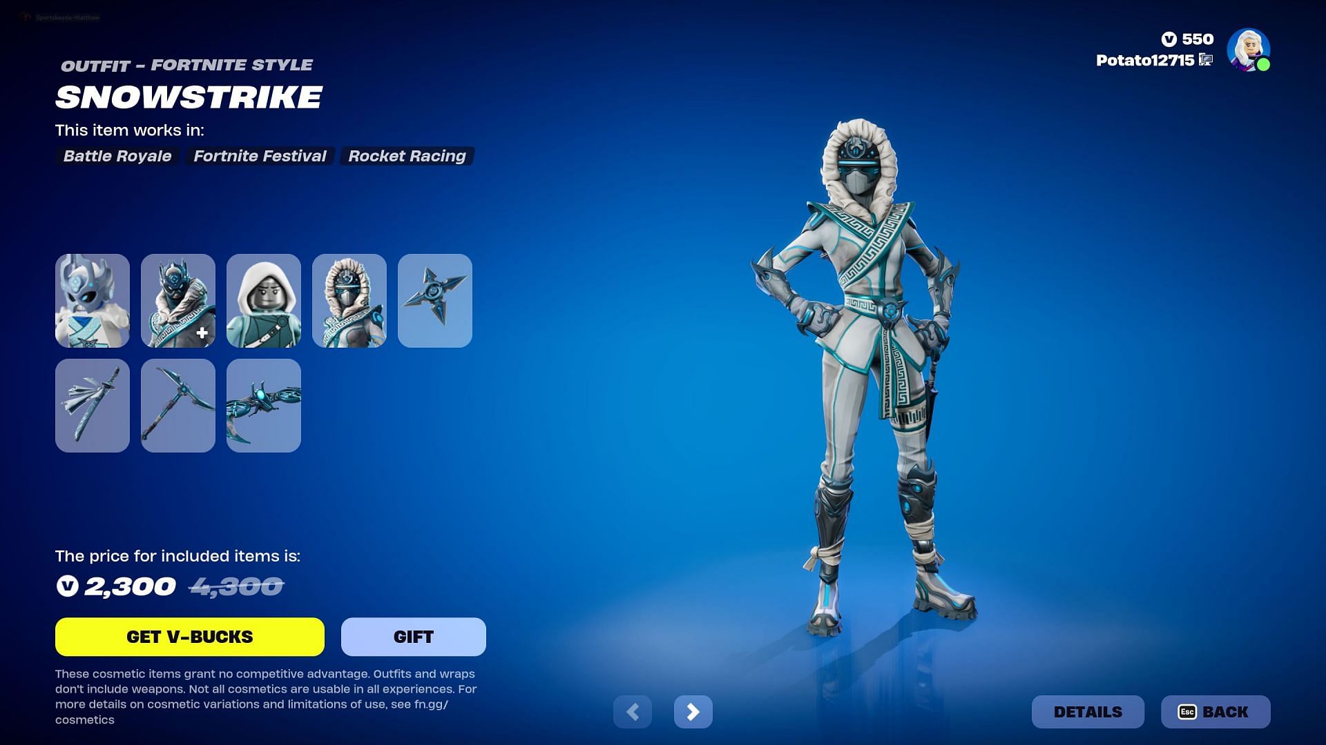Snowfoot and Snowstrike skins could be listed until the next major update (v29.30) (Image via Epic Games)