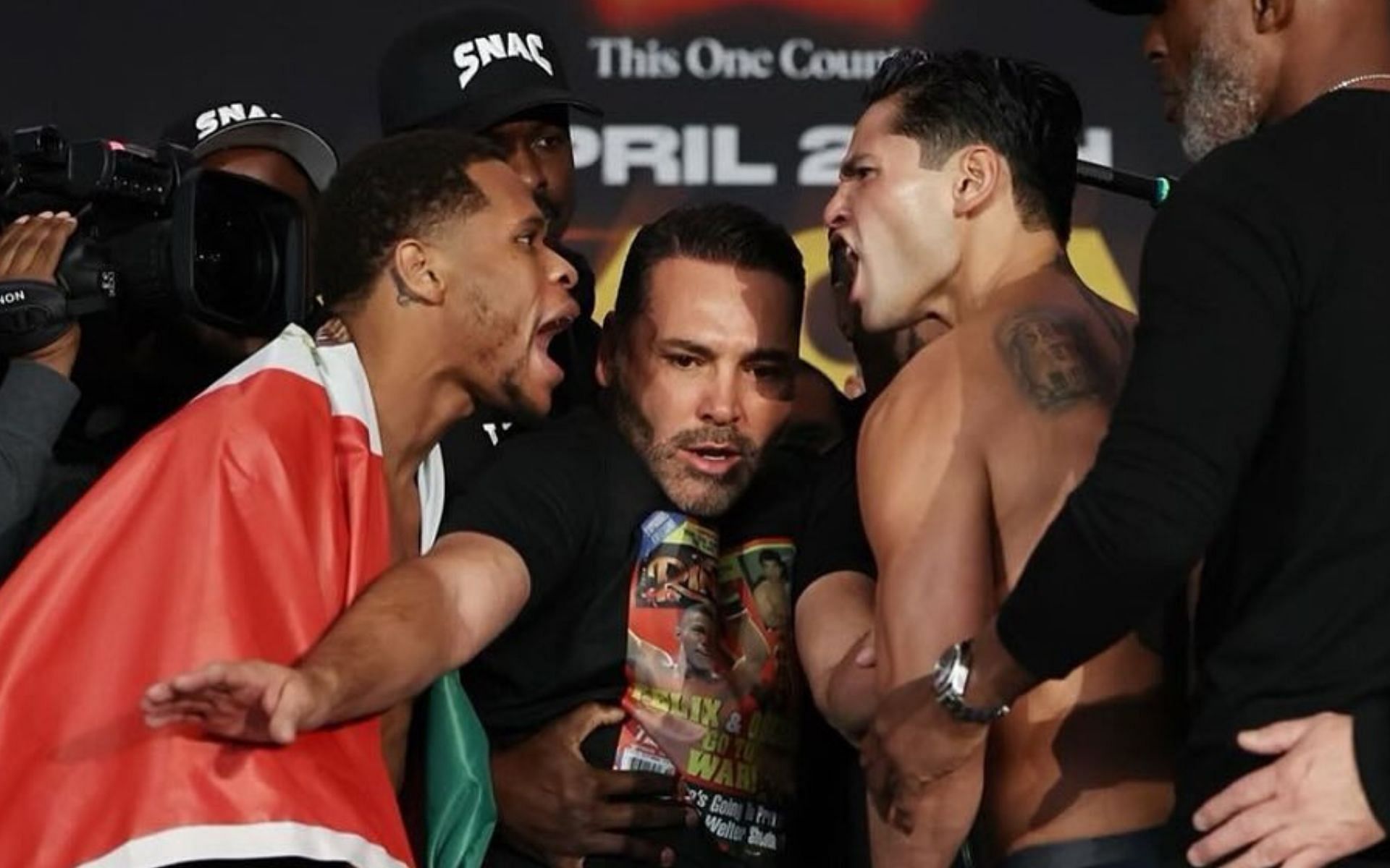 Devin Haney (left) takes on Ryan Garcia (right) at the Barclays Center [Image courtesy of @realdevinhaney on Insatgram