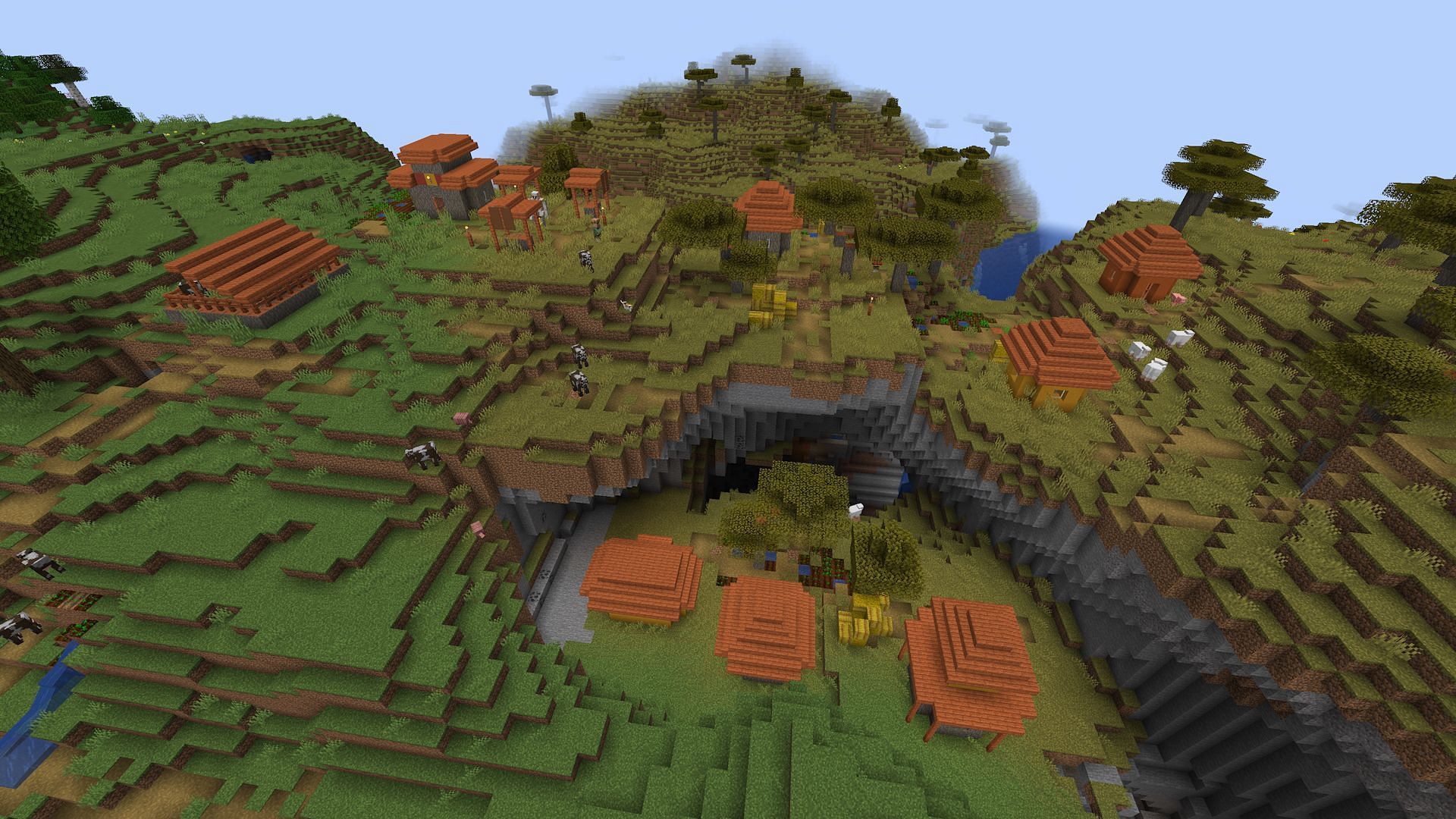 One of this Minecraft armadillo seed&#039;s spawn villages (Image via Mojang)