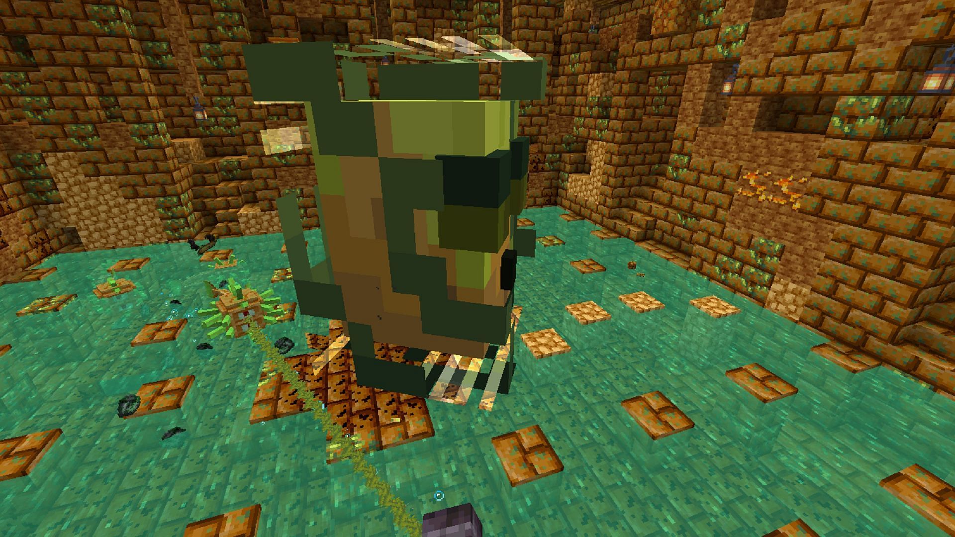 Mega Spud has ten phases in its boss fight in the April Fools&#039; Day update. (Image via Mojang)