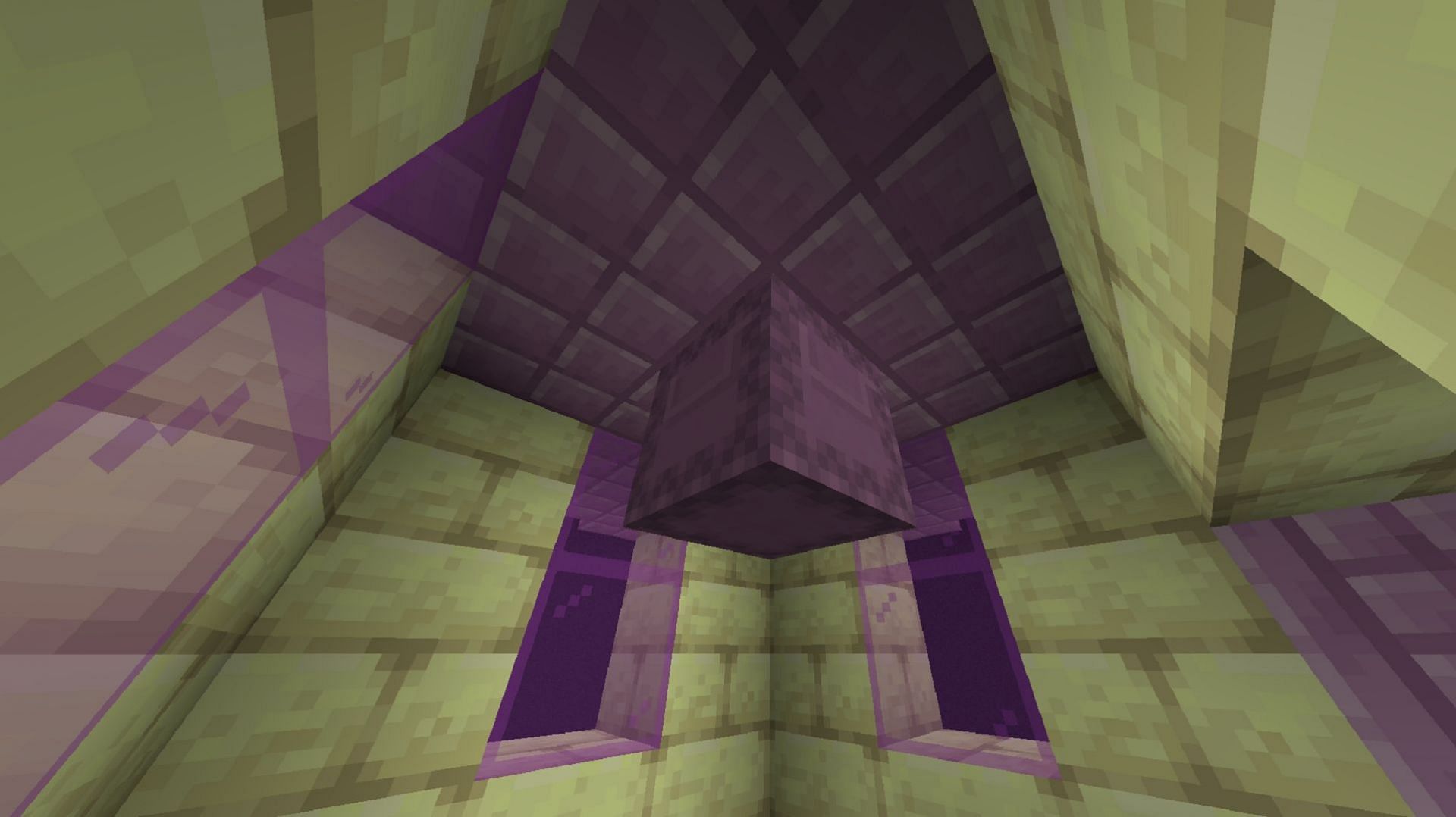 Shulkers are almost indistinguishable from blocks when they&#039;re hiding in Minecraft (Image via Mojang)