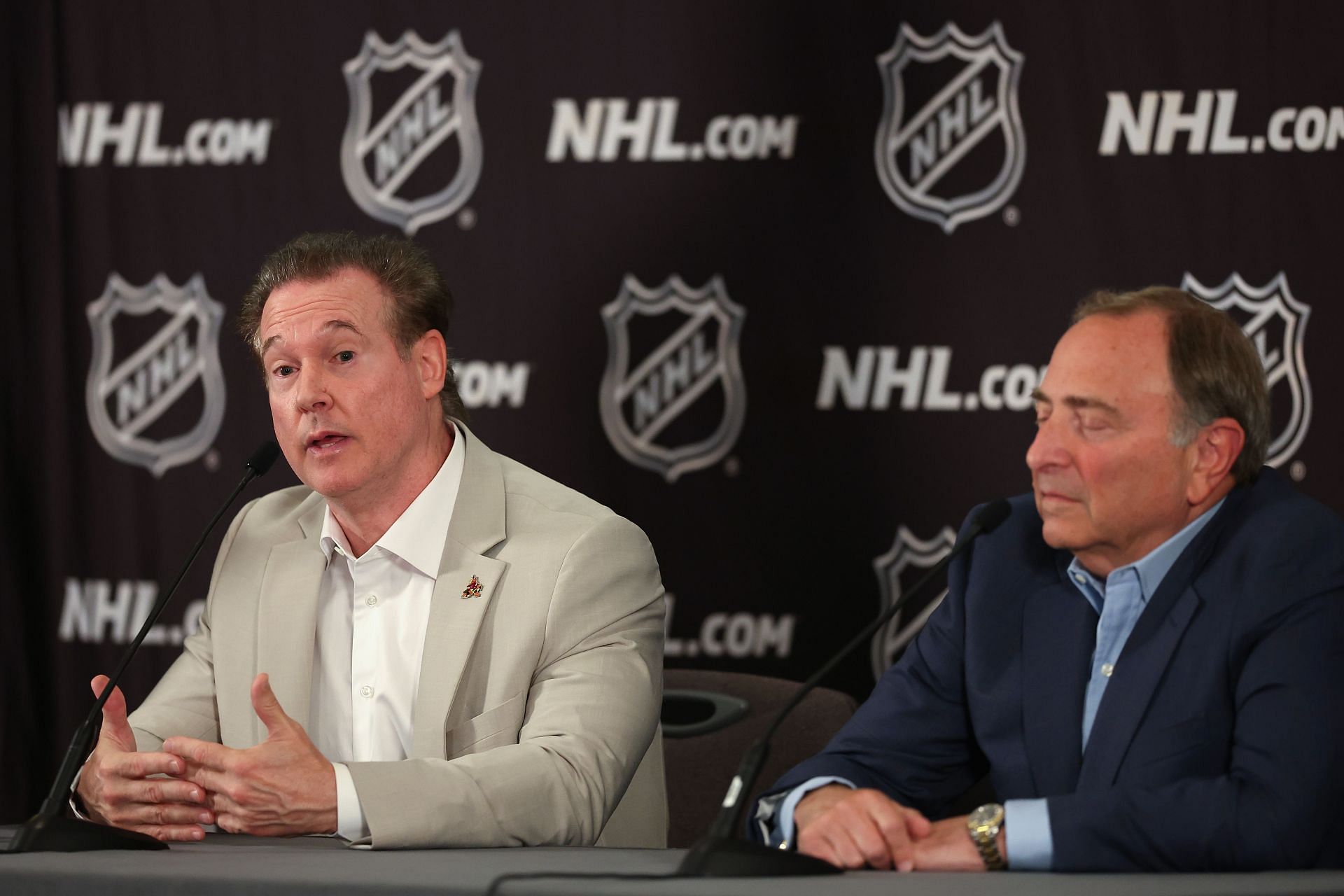 NHL Commissioner Gary Bettman And Governor Alex Meruelo Media Availability