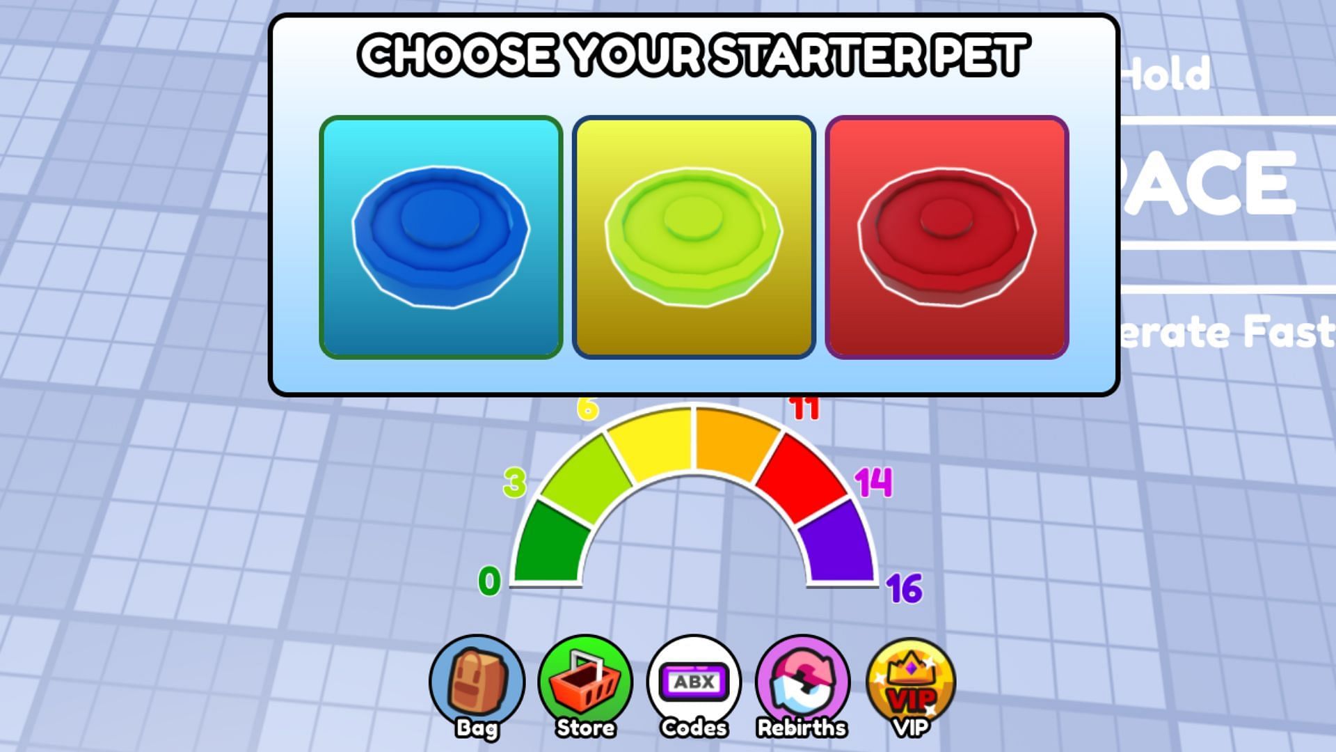 Choose your starter pet in Skydive Race Clicker (Image via Roblox)