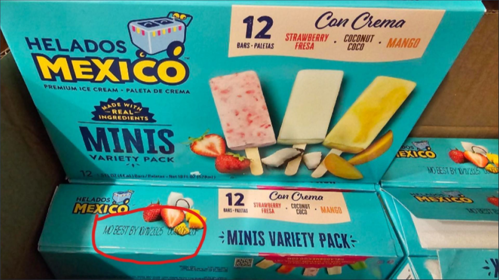 The Helados Mexico Mini Cream Variety Packs were found to be potentially contaminated with Salmonella bacteria (Image via FDA)