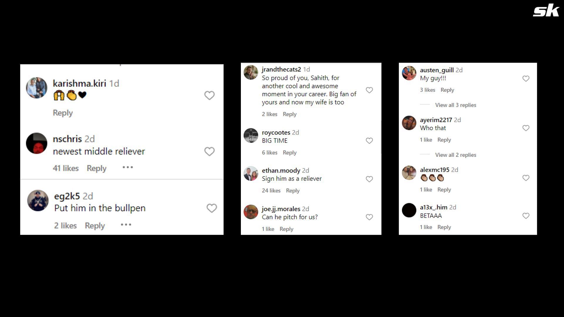 Fan reactions to Astros post from Instagram