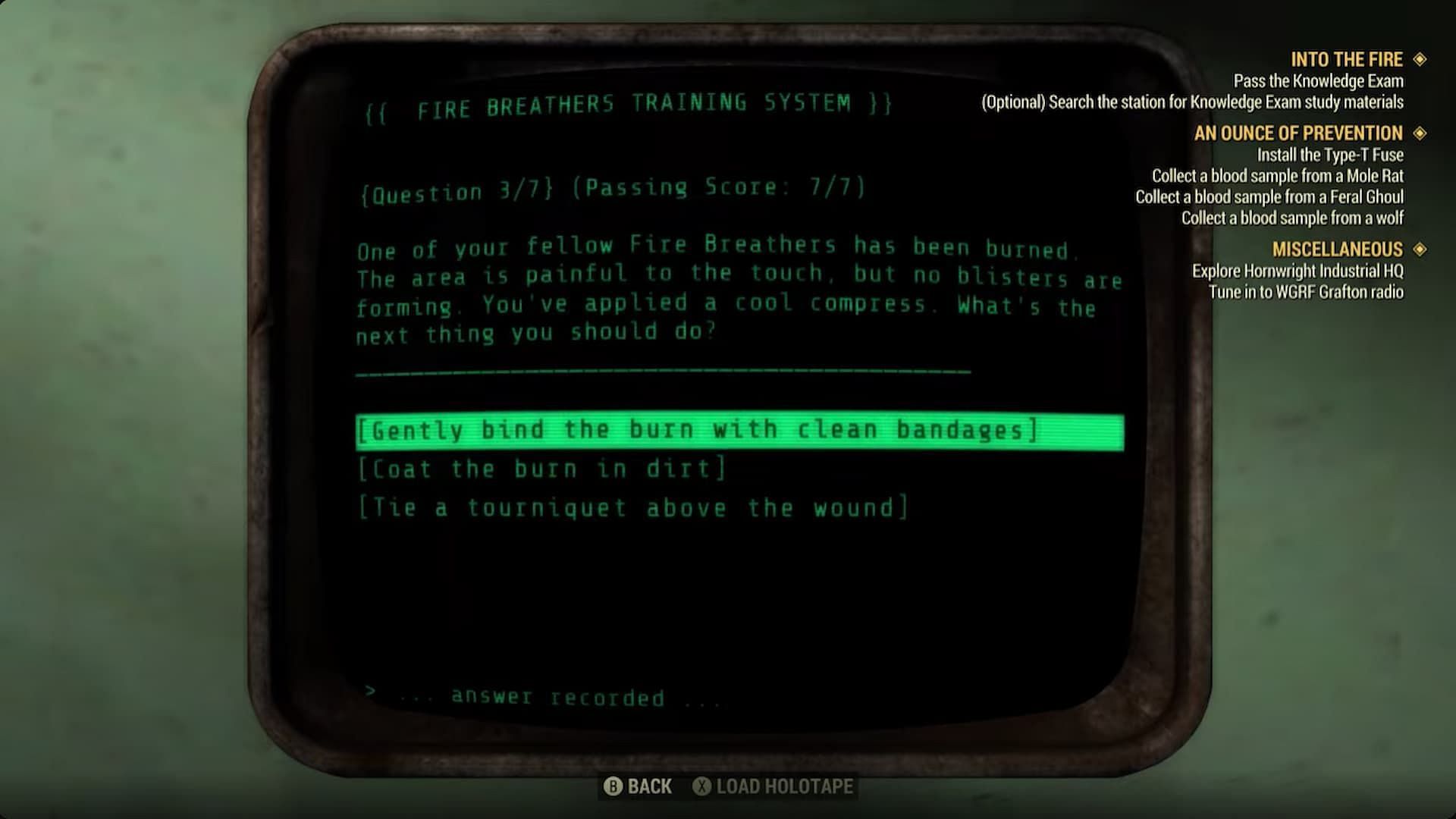 Question three out of seven (Image via Bethesda Game Studios || LunarGaming Guides/YouTube)
