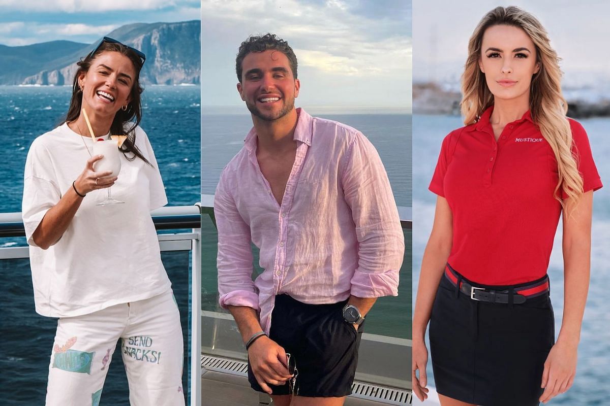 Aesha Scott, Joe Bradley, and Elena Dubaich from Below Deck Mediterranean season 9 (Images via Instagram/@aeasha_jean, @joebradley_ , @thebalkanbiscuit)