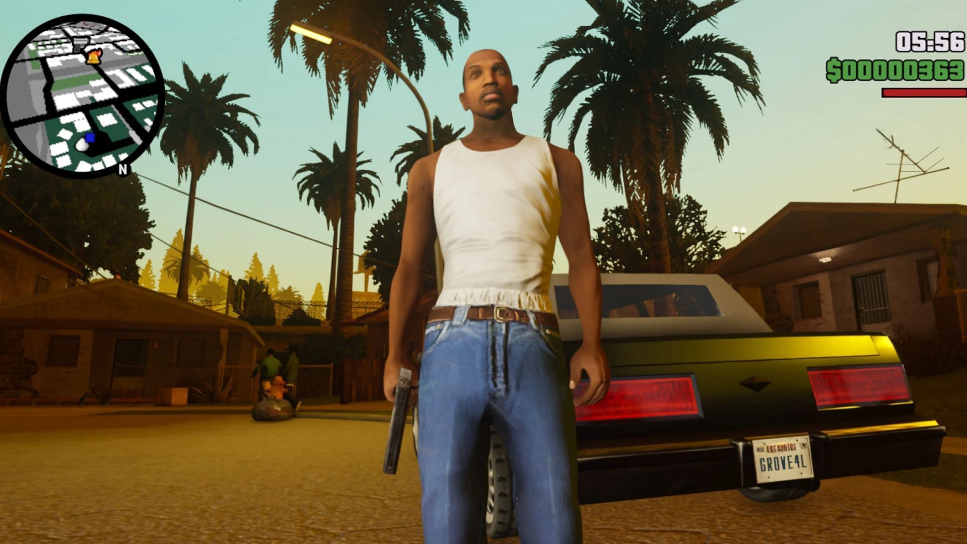 CJ won&#039;t become a hunchback when riding a bicycle in the mobile edition (Image via Rockstar Games)