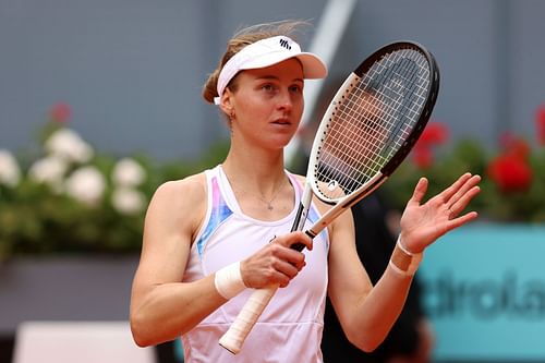 Liudmila Samsonova at the 2024 Madrid Open.