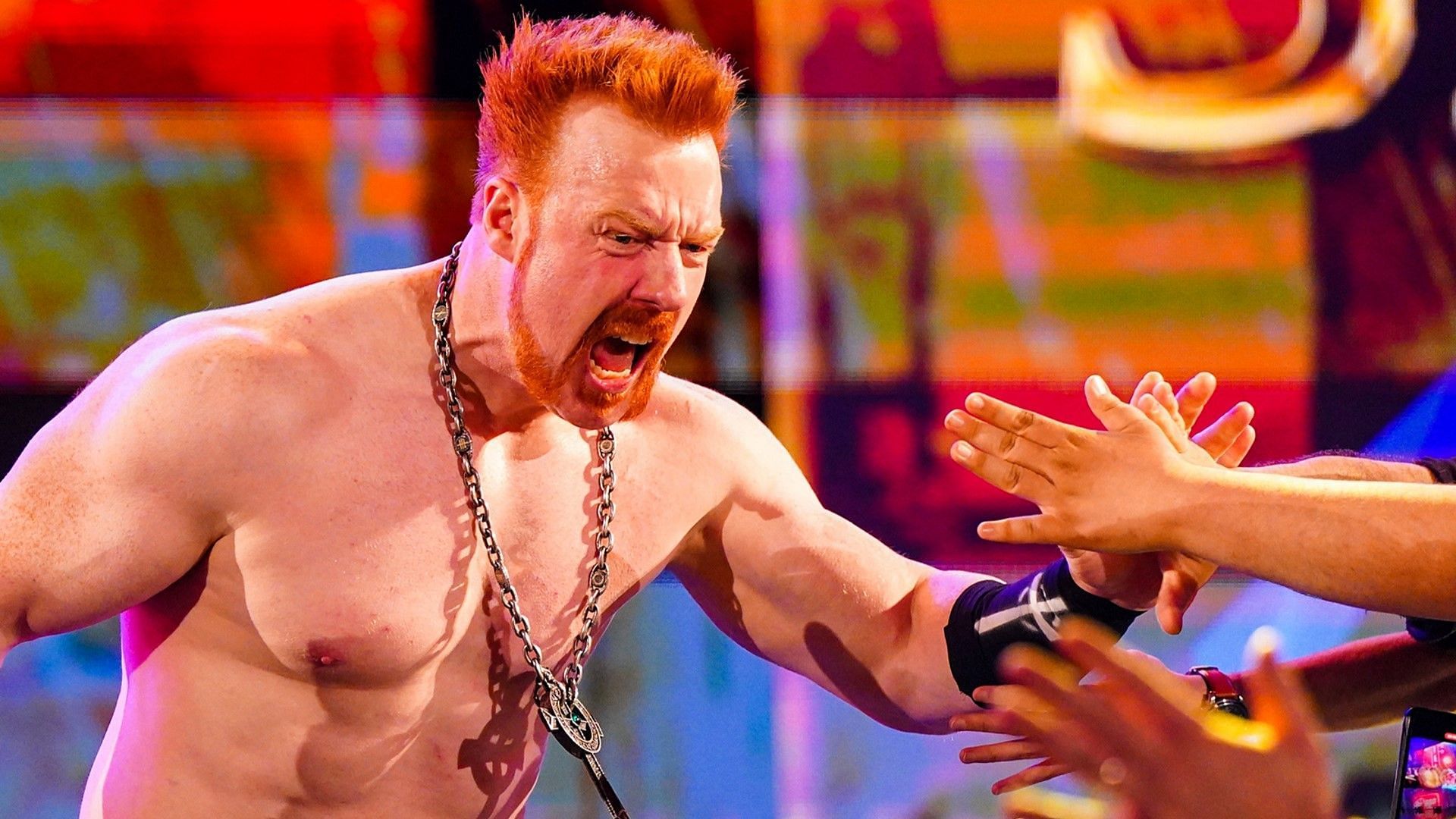 Sheamus greets the WWE Universe while heading to the ring on RAW