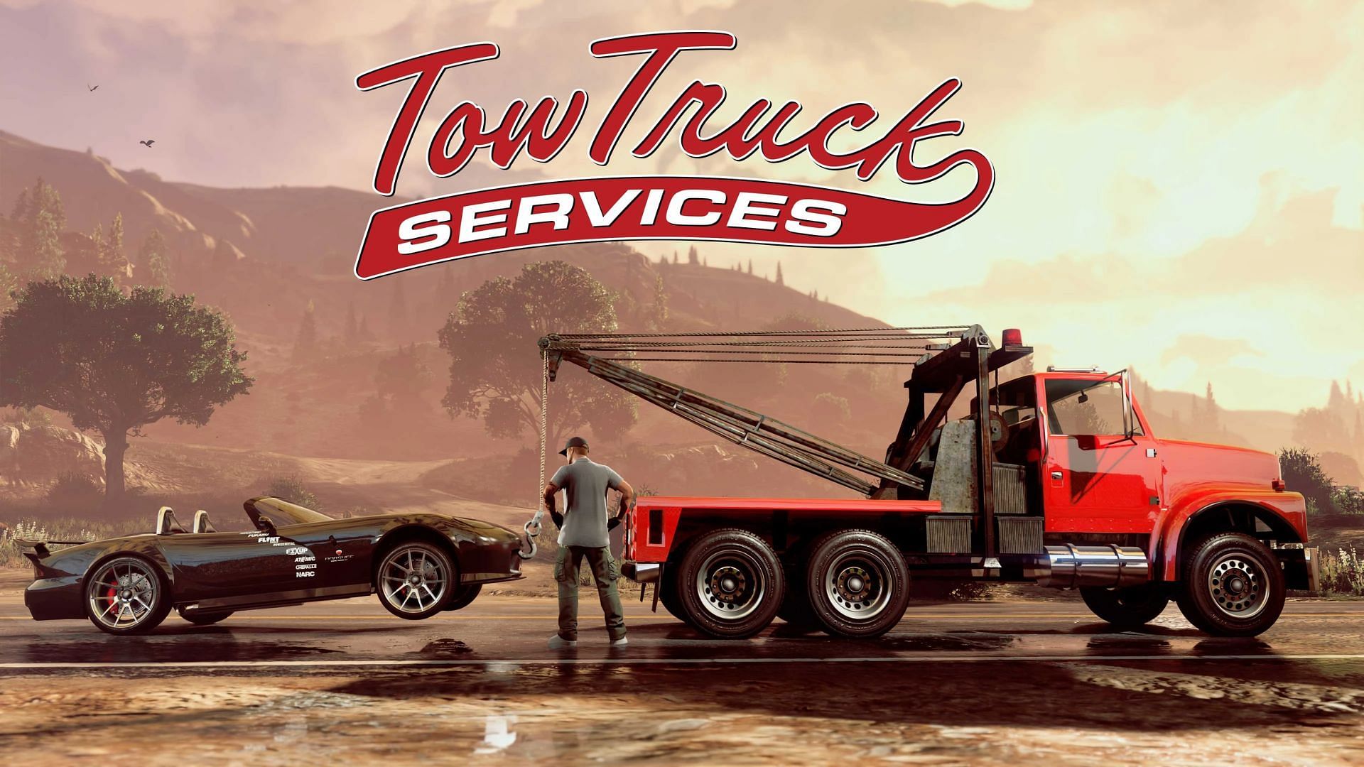 The official poster for the Tow Truck Service in Grand Theft Auto Online (Image via Rockstar Games)