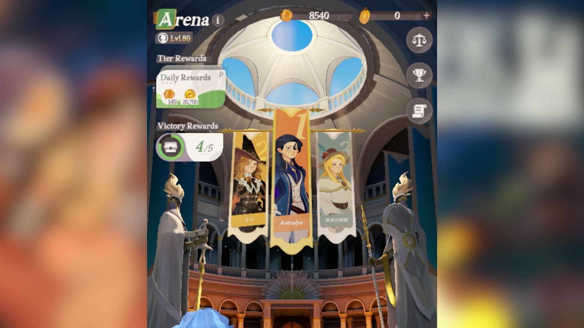 Win matches in Arena mode to earn Diamonds and Gold in AFK Journey (Image via Farlight)