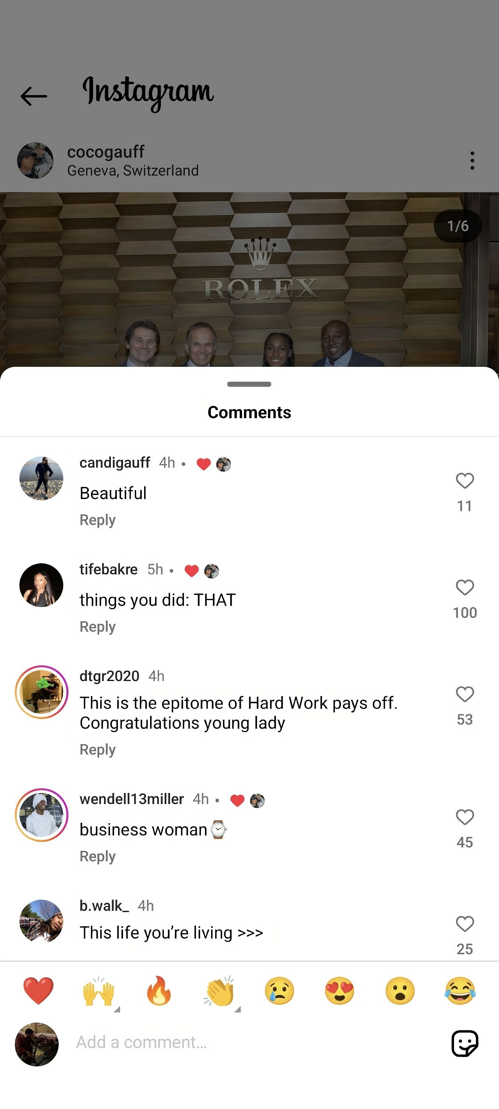 Candi Gauff comments under Coco&#039;s post