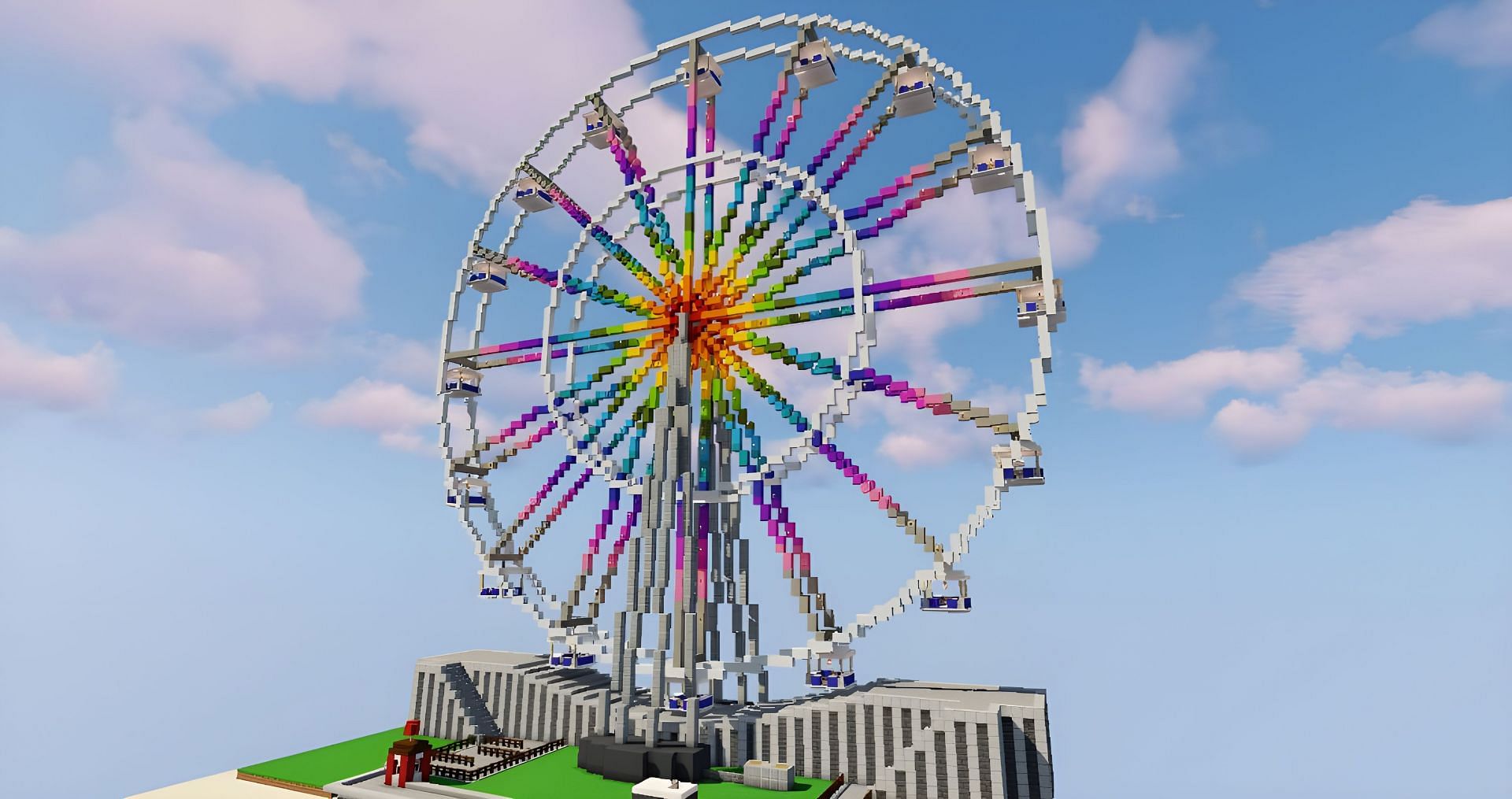 Ferris wheels are unique structures to build in Minecraft (Image via Reddit/u/InventorPWB)